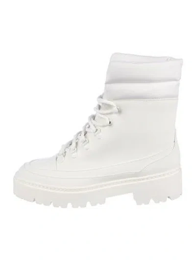Pre-owned Gia Borghini Leather Combat Boots In White