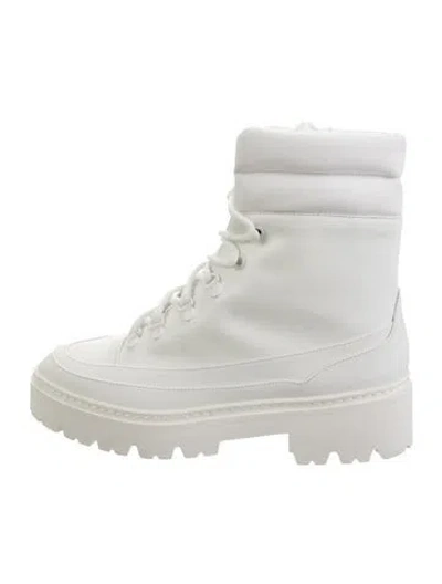 Pre-owned Gia Borghini Leather Combat Boots In White