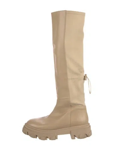 Pre-owned Gia Borghini Leather Moto Boots In Neutrals