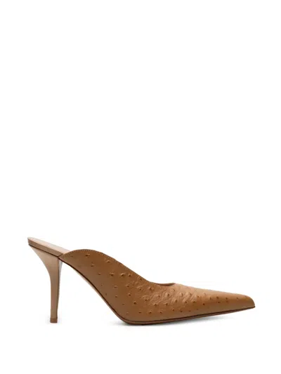 Gia Borghini Leather Mules In Brown