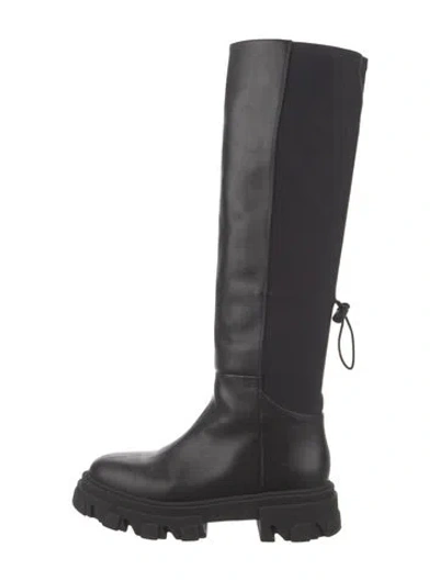 Pre-owned Gia Borghini Leather Rain Boots In Black