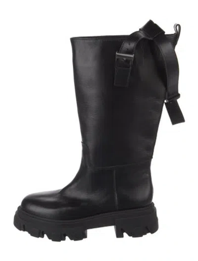 Pre-owned Gia Borghini Leather Rain Boots In Black