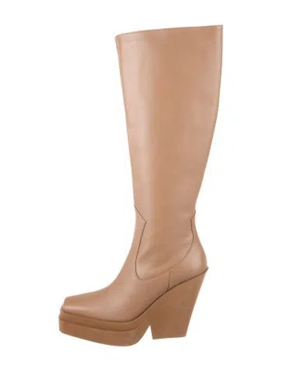 Pre-owned Gia Borghini Leather Rain Boots In Neutral