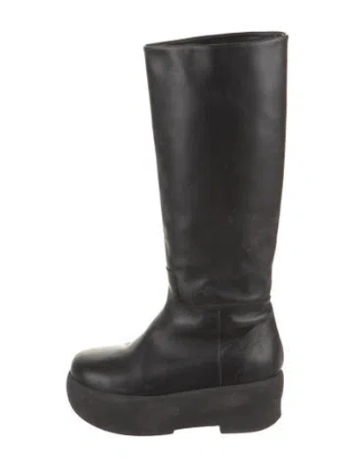 Pre-owned Gia Borghini Leather Riding Boots In Black