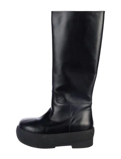 Pre-owned Gia Borghini Leather Riding Boots In Black
