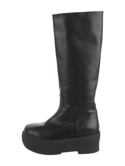 Pre-owned Gia Borghini Leather Riding Boots In Black