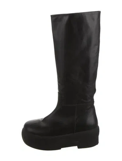 Pre-owned Gia Borghini Leather Riding Boots In Black