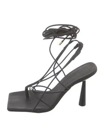 Pre-owned Gia Borghini Leather Sandals In Gray