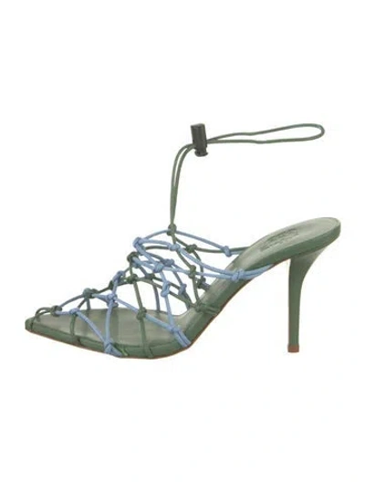 Pre-owned Gia Borghini Leather Sandals In Green