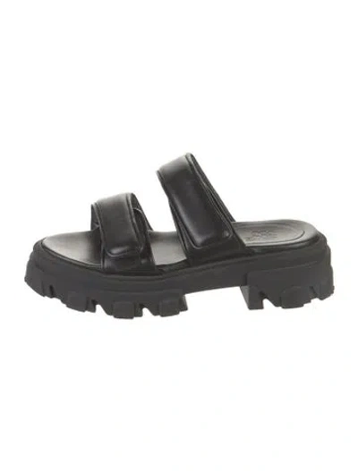 Pre-owned Gia Borghini Leather Slides In Black