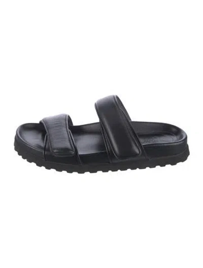 Pre-owned Gia Borghini Leather Slides In Black