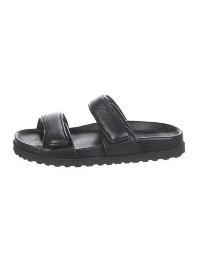 Pre-owned Gia Borghini Leather Slides In Black