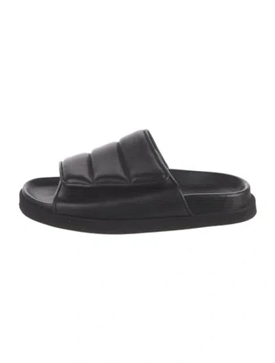 Pre-owned Gia Borghini Leather Slides In Black
