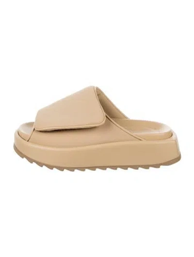 Pre-owned Gia Borghini Leather Slides In Neutrals