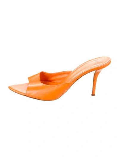 Pre-owned Gia Borghini Leather Slides In Orange
