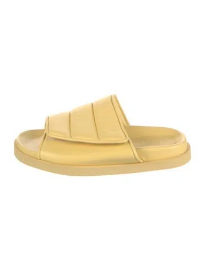 Pre-owned Gia Borghini Leather Slides In Yellow