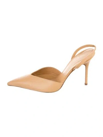 Pre-owned Gia Borghini Leather Slingback Pumps In Neutral