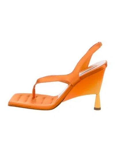 Pre-owned Gia Borghini Leather Slingback Sandals In Orange