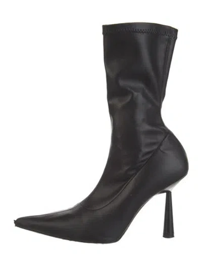 Pre-owned Gia Borghini Leather Sock Boots In Black