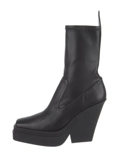 Pre-owned Gia Borghini Leather Sock Boots In Black