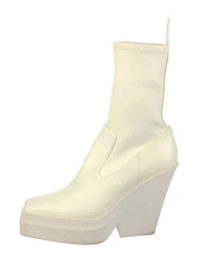 Pre-owned Gia Borghini Leather Sock Boots In White