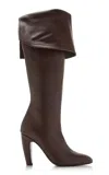 Gia Borghini Louise Leather Knee Boots In Black