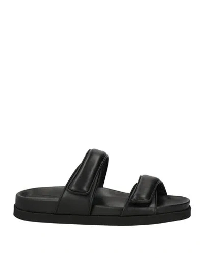 Gia Borghini Man Sandals Black Size 12 Leather