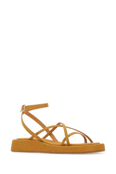 Gia Borghini Mustard Fabric Rosie 16 Sandals In 4700