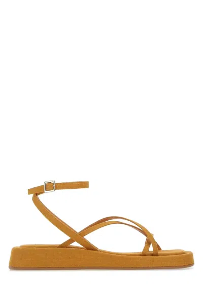 Gia Borghini Mustard Fabric Rosie 16 Sandals In Yellow