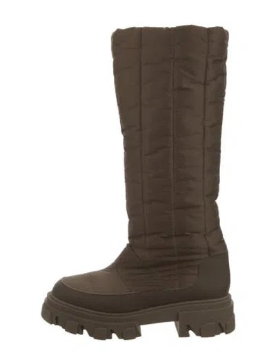 Pre-owned Gia Borghini Nylon Polka Dot Print Combat Boots In Green