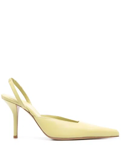 Gia Borghini Octavie Mini Sandal With Pointed Toe And Elastic Strap In Yellow