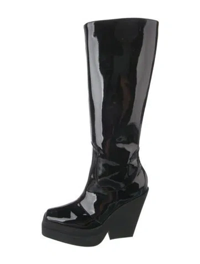 Pre-owned Gia Borghini Patent Leather Boots In Black
