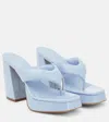 Gia Borghini Patent Leather Platform Sandals In Ice Blue