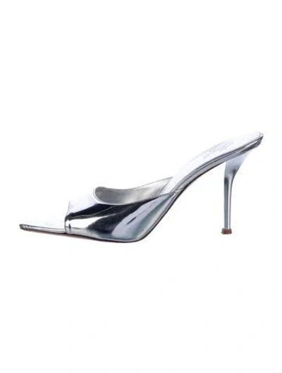 Pre-owned Gia Borghini Patent Leather Sandals In Metallic/silver
