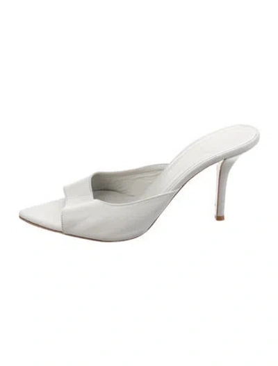 Pre-owned Gia Borghini Patent Leather Slides In White