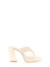Gia Borghini Block Heel Leather Sandal With Platform Sole In Neutral
