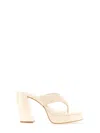 Gia Borghini Block Heel Leather Sandal With Platform Sole In Neutral