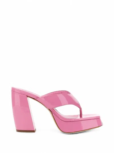 Gia Borghini Patent-finish Platform Sandals In Pink