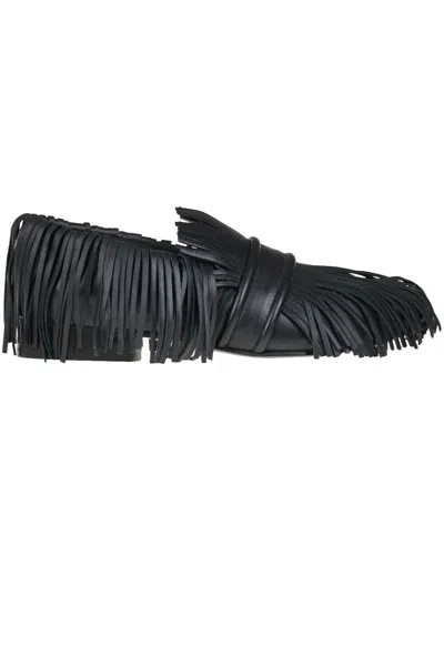 Gia Borghini Paulita Fringed Mocassins In Black
