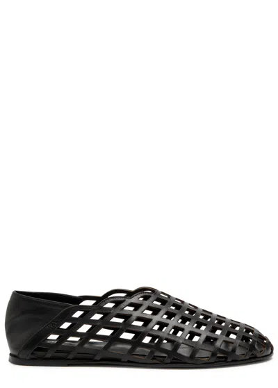 Gia Borghini Peek-a-boo Leather Ballerina Flats In Black