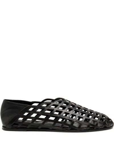 Gia Borghini Peek-a-boo Round-toe Ballet Flats In Black