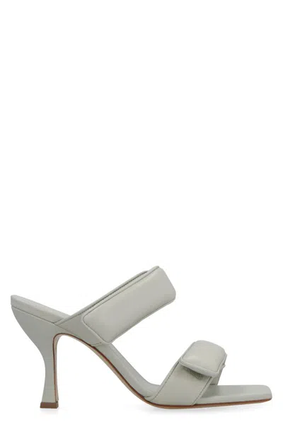 Gia Borghini Perni 03 Leather Mules In Grey