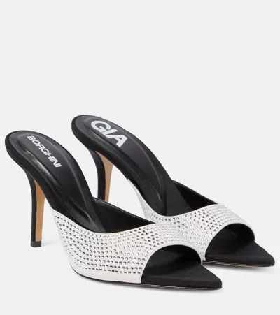 Gia Borghini Perni 04 Uni Embellished Leather Mules In Grey