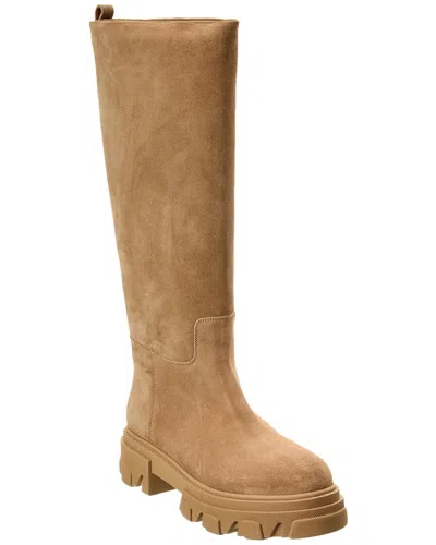 Gia Borghini Perni 07 Suede Knee-high Boot In Beige