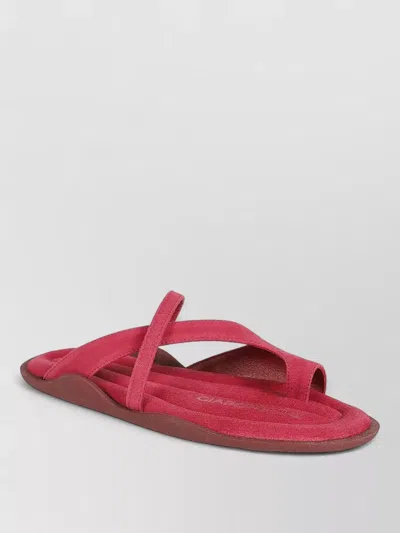 Gia Borghini Riley Flat Sandal Toe Ring Straps In Red