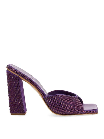 Gia Borghini Rosie Crystal Beaded Block Heel Slide Sandal In Purple