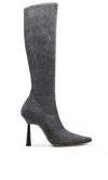 Gia Borghini Rosie 8 Denim Boots In Anthracite Denim In Multi