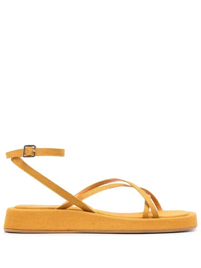 Gia Borghini Mustard Fabric Rosie 16 Sandals In Neutral
