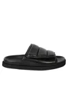 Gia Borghini Gia3 Stitched Puffy Slipper With Velcro In Black