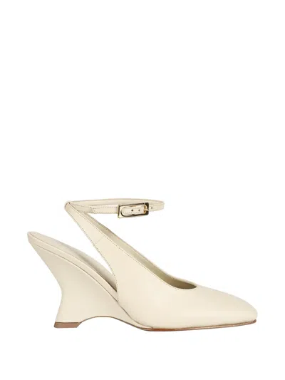 Gia Borghini Valerie Heeled Shoe With Square Toe And Adjustable Ankle Strap In Neutral